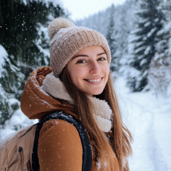 Vrouw geniet van haar winter vakantie